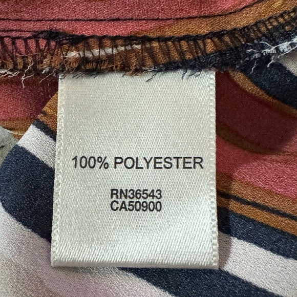 Van Heusen XL Shirt Top Pink Striped Flutter Short Sleeve Keyhole Scoop Neck - Picture 4 of 8